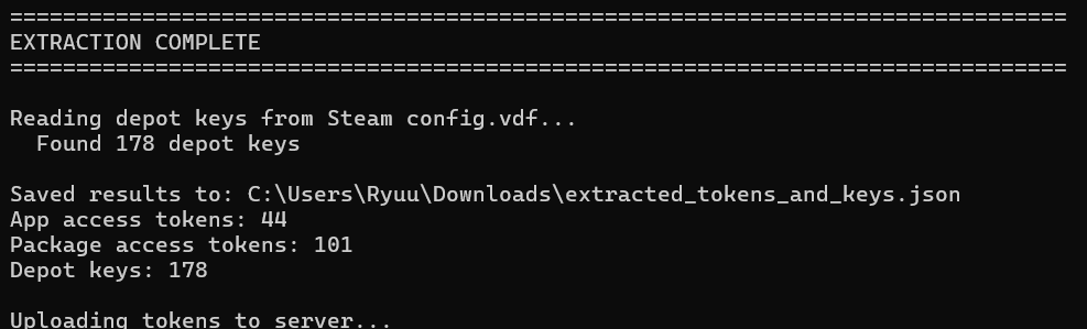 Extraction complete / upload