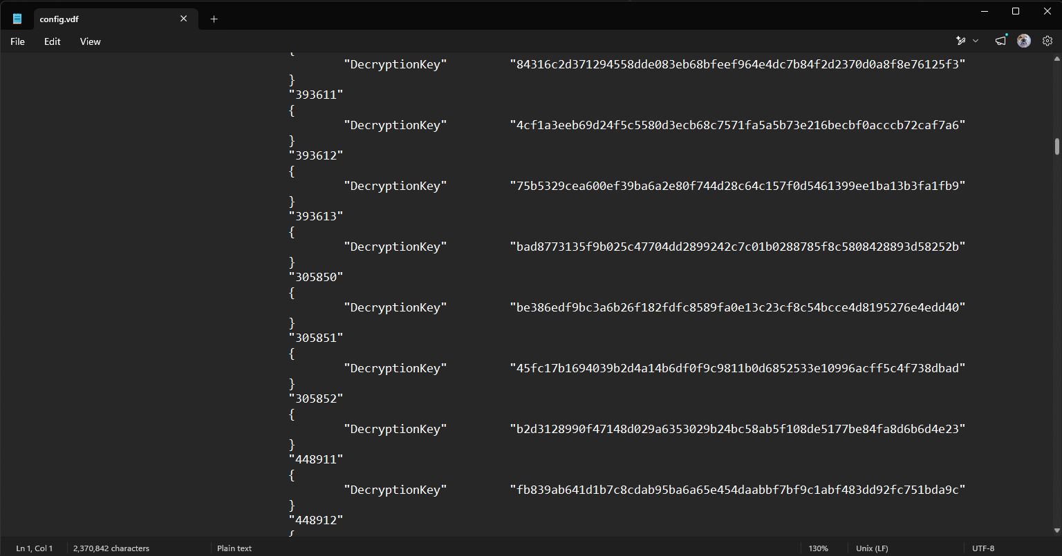 config.vdf depot key